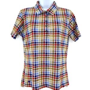 Peter Millar Women's S Plaid Performance Polo Cotton-Poly 4-Button Golf Shirt